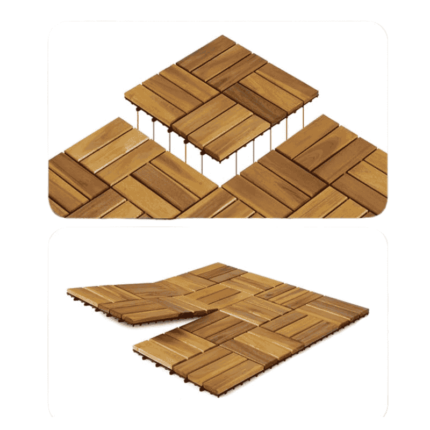 Deck Tiles - 12"x12" Interlocking Natural Solid Acacia Wood