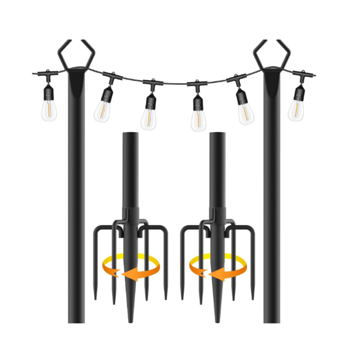 Metal Poles with Fork for Outdoor String Lights