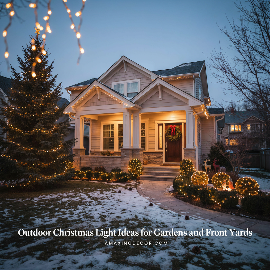 Outdoor Christmas Light Ideas for Gardens and Front Yards
